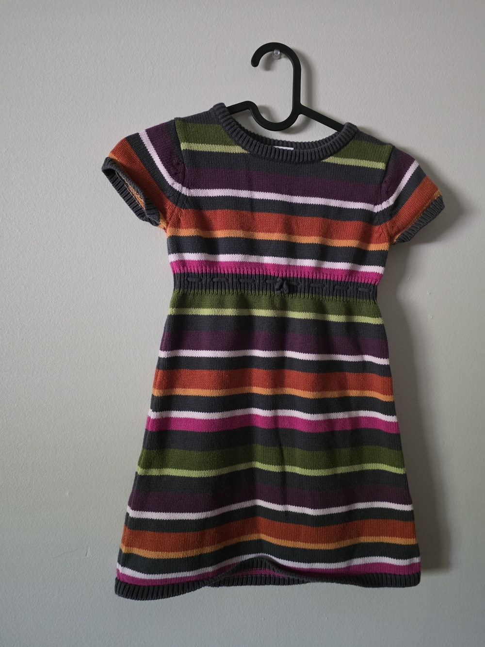 Gymboree Short Sleeve Striped Knit Dress - Green, Purple, Orange, Pink, Gray